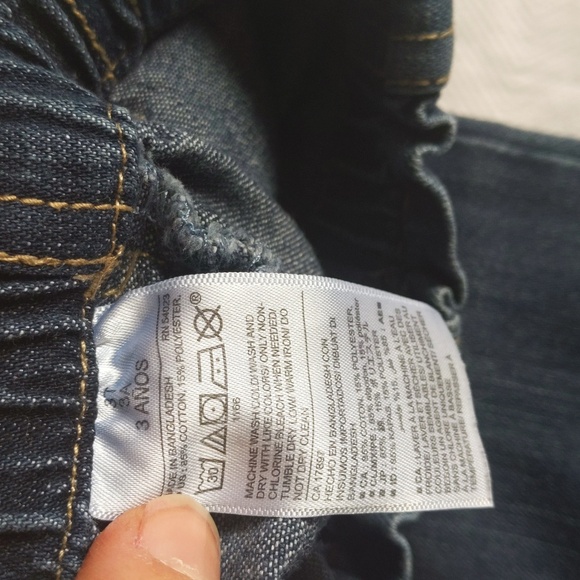 old navy paper bag waist straight leg rolled hem denim jeans 3T toddler girls - Picture 2 of 8